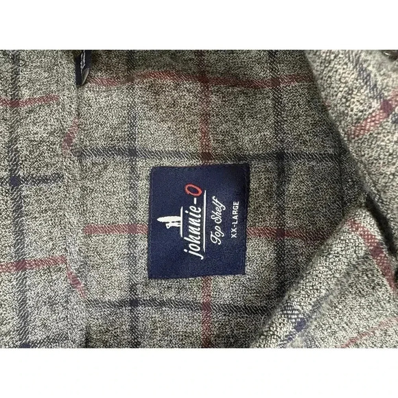 NWT Johnnie-O Top Shelf Blue Red Gray Plaid Flannel Size XX-Large - Picture 3 of 6